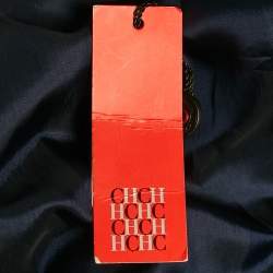 Pre Owned CH Carolina Herrera Navy Blue Rose Embossed Crepe Sleeveless Maxi Dress M