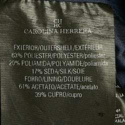 Pre Owned CH Carolina Herrera Navy Blue Rose Embossed Crepe Sleeveless Maxi Dress M