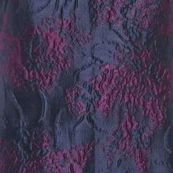 Pre Owned CH Carolina Herrera Navy Blue Rose Embossed Crepe Sleeveless Maxi Dress M