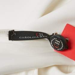 Pre Owned CH Carolina Herrera Black/White Crepe Ruffled Sleeveless Evening Dress M