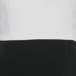 Pre Owned CH Carolina Herrera Black/White Crepe Ruffled Sleeveless Evening Dress M