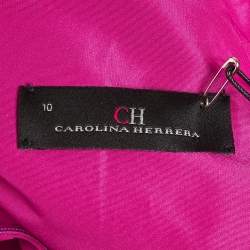 Pre Owned CH Carolina Herrera Magenta Taffeta Bow Tie Detail Asymmetric Hem Gown L