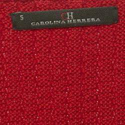 مملوكة مسبقًا CH Carolina Herrera Red Wool Blend Fringe Detail Cardigan S