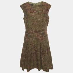 Pre Owned CH Carolina Herrera Green Knit Sleeveless Short Dress L