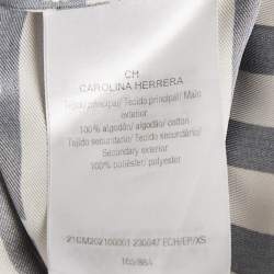 Pre Owned CH Carolina Herrera White Printed Cotton and Crepe Loose Fit Shirt XS