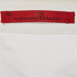 Pre Owned CH Carolina Herrera White Printed Cotton and Crepe Loose Fit Shirt XS