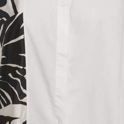 Pre Owned CH Carolina Herrera White Printed Cotton and Crepe Loose Fit Shirt XS