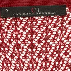 Pre Owned CH Carolina Herrera Burgundy Wool Knit Midi Dress S