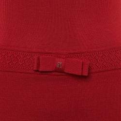 Pre Owned CH Carolina Herrera Burgundy Wool Knit Midi Dress S