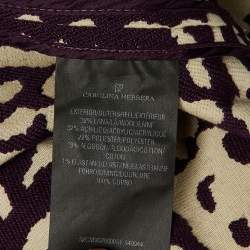 Pre Owned CH Carolina Herrera Purple /White Patterned Knit Flounced Hem Short Dress S 