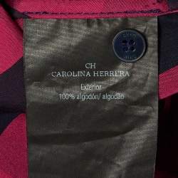 Pre Owned CH Carolina Herrera Pink Striped Cotton Waist Tie Detail Midi Dress M