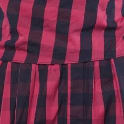 Pre Owned CH Carolina Herrera Pink Striped Cotton Waist Tie Detail Midi Dress M