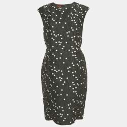Pre Owned CH Carolina Herrera Black Polka Dot Jacquard Short Dress M