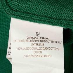Pre Owned CH Carolina Herrera Green Logo Cotton Knit Button Front Cardigan L