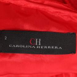 Pre Owned CH Carolina Herrera Red Floral Lace & Crepe Sleeveless Short Dress S