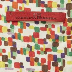 Pre Owned CH Carolina Herrera Multicolor Printed Silk Frill Detail Blouse S