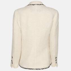 Pre Owned CH Carolina Herrera Cream Tweed Double Breasted Blazer M