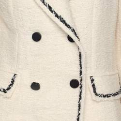 Pre Owned CH Carolina Herrera Cream Tweed Double Breasted Blazer M