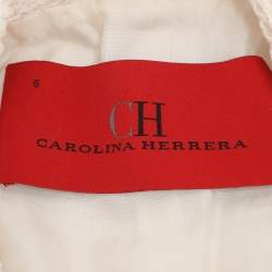 Pre Owned CH Carolina Herrera Cream Tweed Double Breasted Blazer M