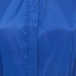 Pre Owned CH Carolina Herrera Roya Blue Taffeta Pocketed Flared Shirt Dress M