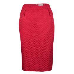 مملوكة مسبقًا CH Carolina Herrera Red Textured Pencil Skirt M