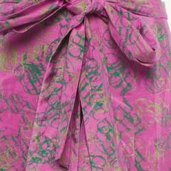 Pre Owned CH Carolina Herrera Pink Logo Print Wide-Leg Pants M