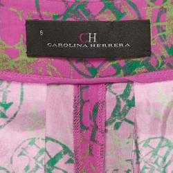 Pre Owned CH Carolina Herrera Pink Logo Print Wide-Leg Pants M