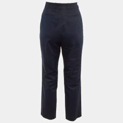 Pre Owned CH Carolina Herrera Navy Blue Cotton Trousers S