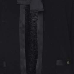 Pre Owned CH Carolina Herrera Navy Blue Wool Blend Bow Cardigan S