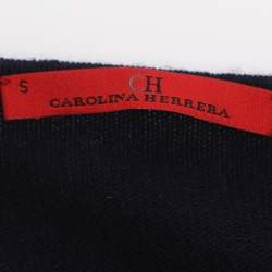 Pre Owned CH Carolina Herrera Navy Blue Wool Blend Bow Cardigan S
