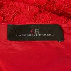 مملوكة مسبقًا فستان سي إتش كارولينا هيريرا دانتيل أحمر بدون أكمام واسع مقاس متوسط - ميديوم