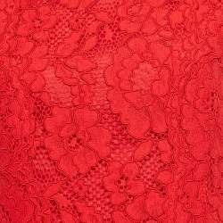 مملوكة مسبقًا فستان سي إتش كارولينا هيريرا دانتيل أحمر بدون أكمام واسع مقاس متوسط - ميديوم