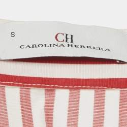 Pre Owned توب سي إتش كارولينا هيريرا قطن مخطط أحمر واسع مقاس صغير