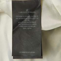 Pre Owned CH Carolina Herrera Cream/Black Striped Taffeta Belted Dress XS