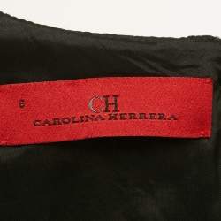 Pre Owned فستان ميدي بلا أكمام جاكار مزهر أسود سي إتش كارولينا هيريرا - مقاس متوسط