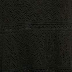 مملوكة مسبقًا CH Carolina Herrera Black Cutwork Cotton Sleeveless Midi Dress L