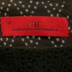 مملوكة مسبقًا CH Carolina Herrera Black Cutwork Cotton Sleeveless Midi Dress L