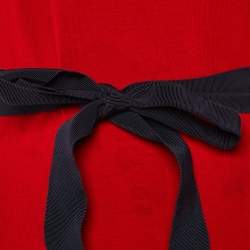 Pre Owned فستان سي أتش كارولينا هيريرا أحمر جيبونية بكشكش قصير مقاس متوسط