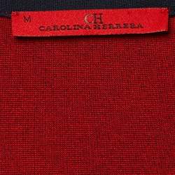 Pre Owned فستان سي أتش كارولينا هيريرا أحمر جيبونية بكشكش قصير مقاس متوسط