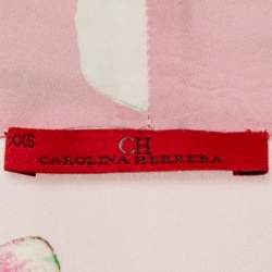 Pre Owned CH Carolina Herrera Pink Floral Print Crepe & Silk Blend Wrap Around Top XXS