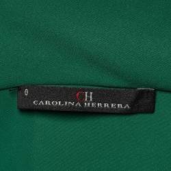 Pre Owned CH Carolina Herrera Green Crepe Drape Neck Top XS