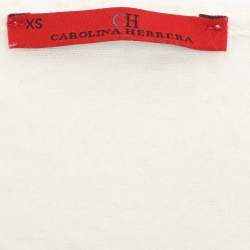 Pre Owned CH Carolina Herrera White Floral Print Jacquard Blouse XS