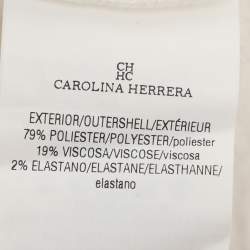 Pre Owned CH Carolina Herrera White Floral Print Jacquard Blouse XS