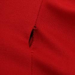 Pre Owned فستان ميدي سي أتش كارولينا هيريرا أحمر جيرسي تفصيل تويد مقاس صغير جداً