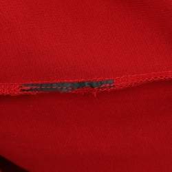 Pre Owned فستان ميدي سي أتش كارولينا هيريرا أحمر جيرسي تفصيل تويد مقاس صغير جداً