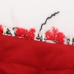 Pre Owned فستان ميدي سي أتش كارولينا هيريرا أحمر جيرسي تفصيل تويد مقاس صغير جداً