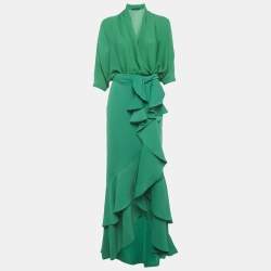 مملوكة مسبقًا CH Carolina Herrera Green Crepe Top & Skirt Set S/M