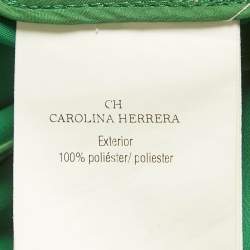 Pre Owned توب سي أتس كارولينا هيريرا كريب أخضر بتصميم رقبة مائل مقاس صغير - إكس سمول