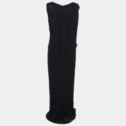 مملوكة مسبقًا CH Carolina Herrera Navy Blue Lace Sleeveless Maxi Dress L