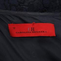 مملوكة مسبقًا CH Carolina Herrera Navy Blue Lace Sleeveless Maxi Dress L